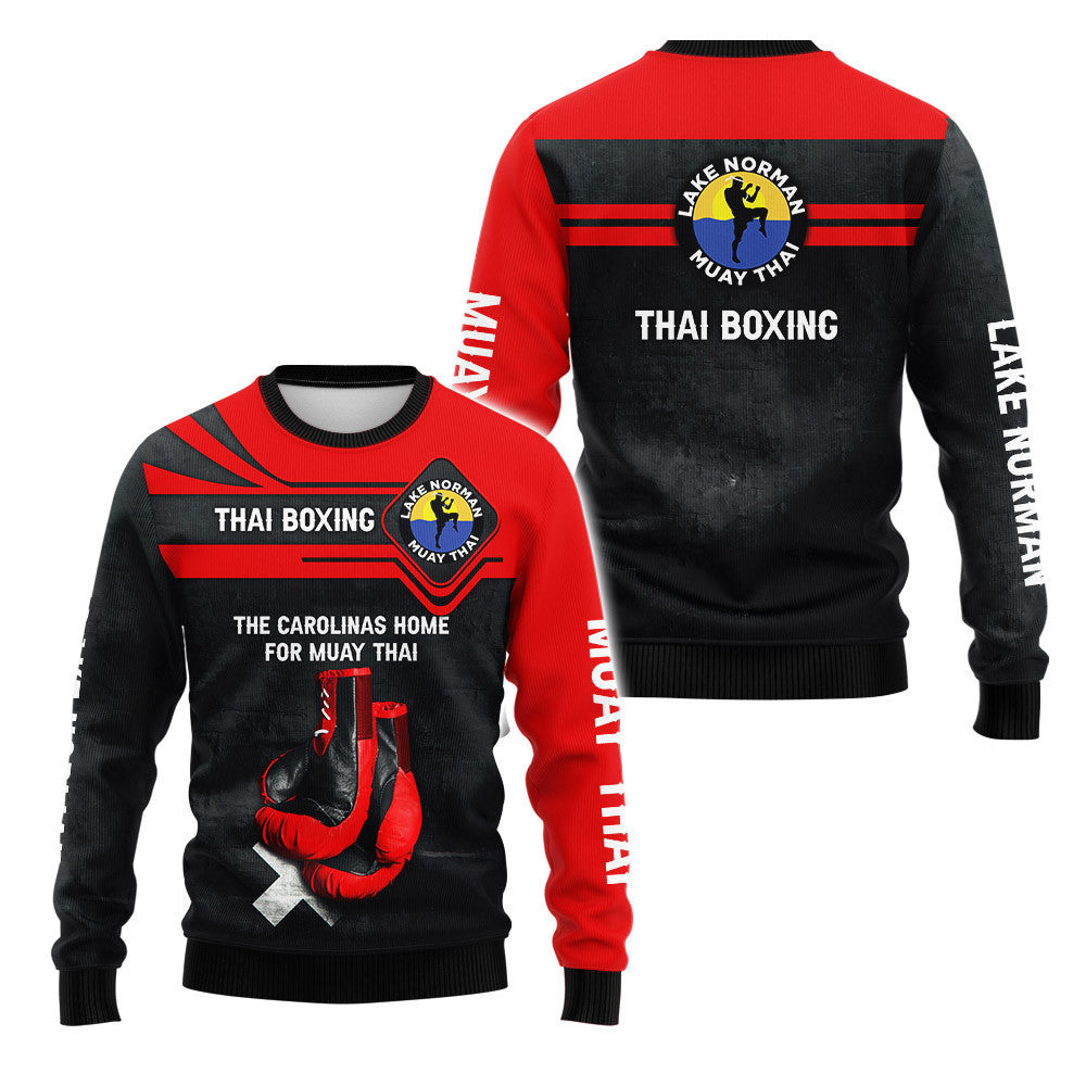 The Carolinas Home For Muay Thai Personalized Zipper Hoodie Red Muay Thai Gloves 3D Full Print Hoodie