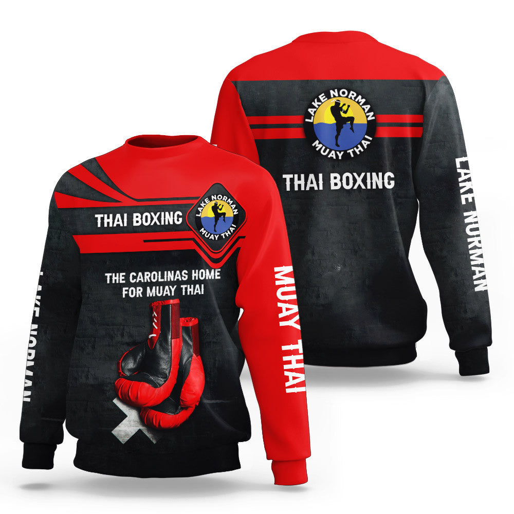 The Carolinas Home For Muay Thai Personalized Zipper Hoodie Red Muay Thai Gloves 3D Full Print Hoodie