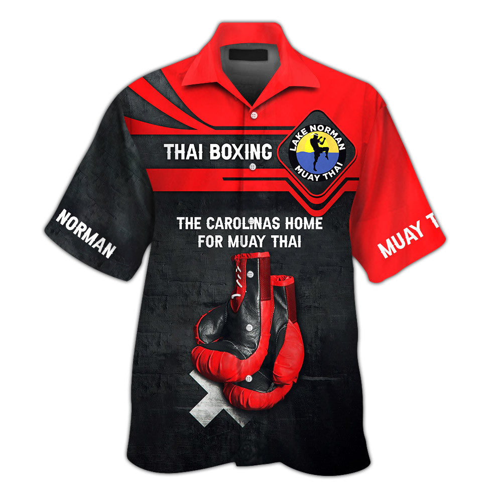 The Carolinas Home For Muay Thai Personalized Zipper Hoodie Red Muay Thai Gloves 3D Full Print Hoodie