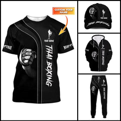 Muay Thai 3D Zipper Hoodie Thai Boxing Custom Zipper Hoodie Gift For Muay Thai Lovers