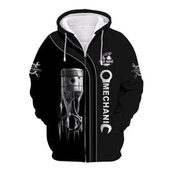 Mechanic 3D Zipper Hoodie Piston Custom Zipper Hoodie Gift For Mechanic