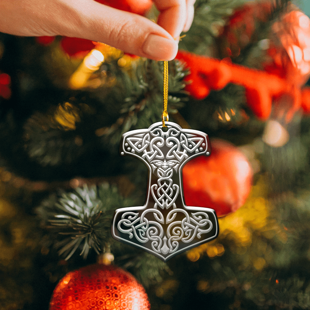 Thor's Hammer Mjolnir Norse Viking - Viking Christmas Ornament and Holiday Decoration - Am Style design - Amaze Style™