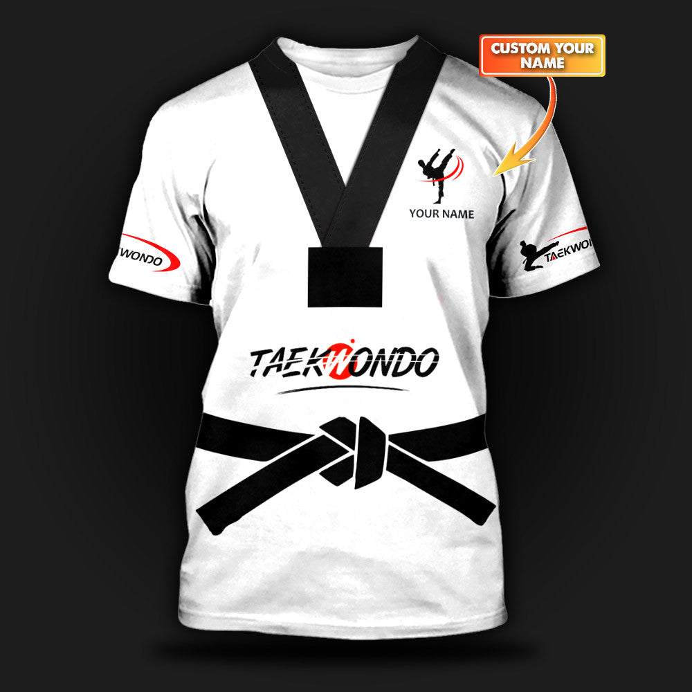 Love Taekwondo Uniform Personalized Name 3D Shirts Gift For Taekwondo Lovers