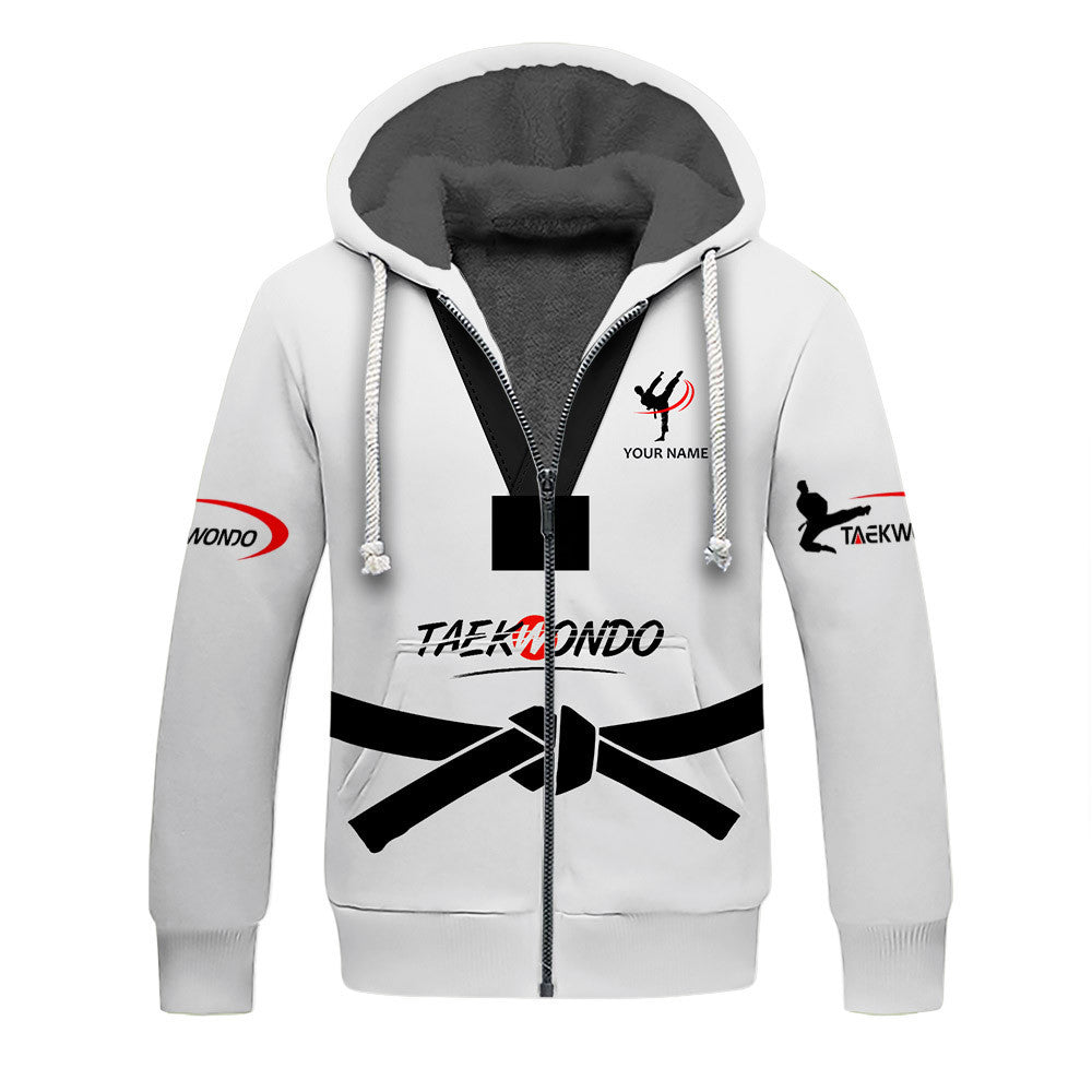 Love Taekwondo Uniform Personalized Name 3D Zipper Hoodie Gift For Taekwondo Lovers