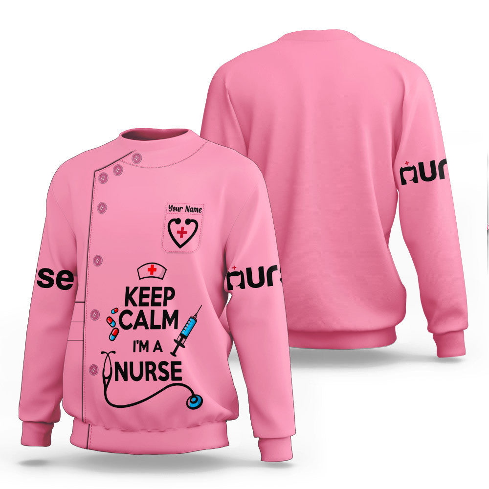 Keep Calm Nurse Uniform Syringe Needle 3D Zipper Hoodie Nursing Zipper Hoodie