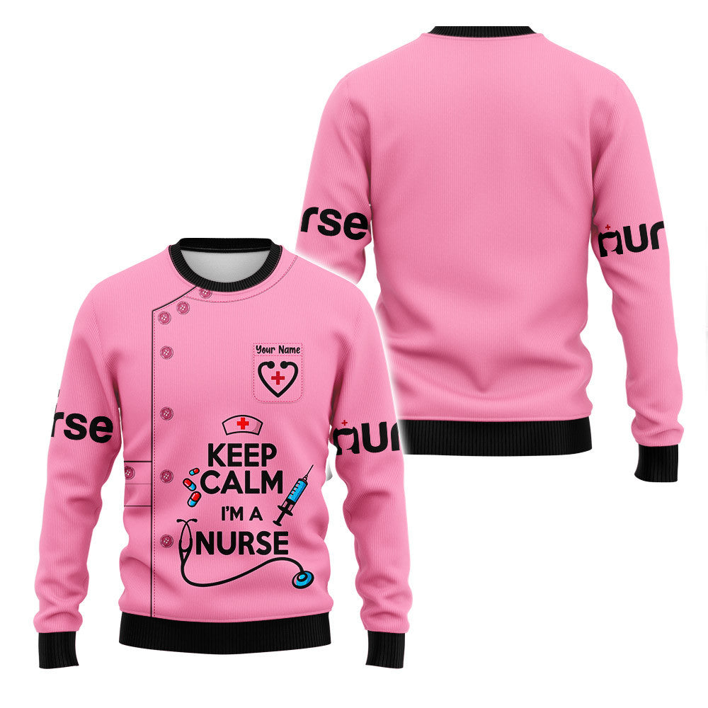 Keep Calm Nurse Uniform Syringe Needle 3D Zipper Hoodie Nursing Zipper Hoodie