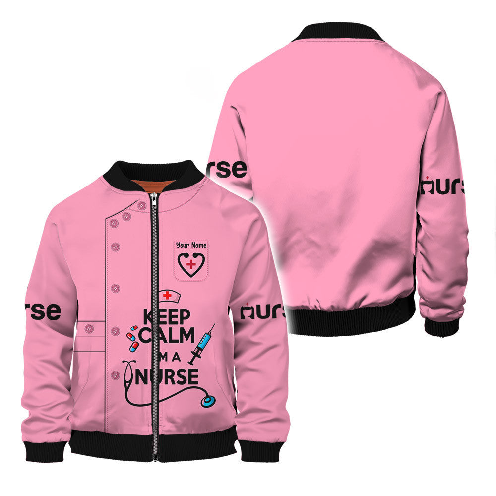 Keep Calm Nurse Uniform Syringe Needle 3D Zipper Hoodie Nursing Zipper Hoodie