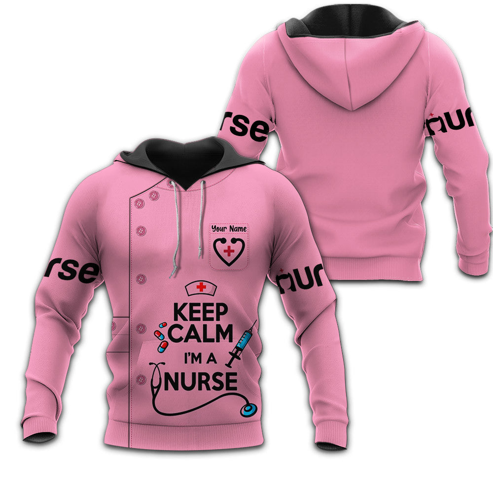 Keep Calm Nurse Uniform Syringe Needle 3D Zipper Hoodie Nursing Zipper Hoodie