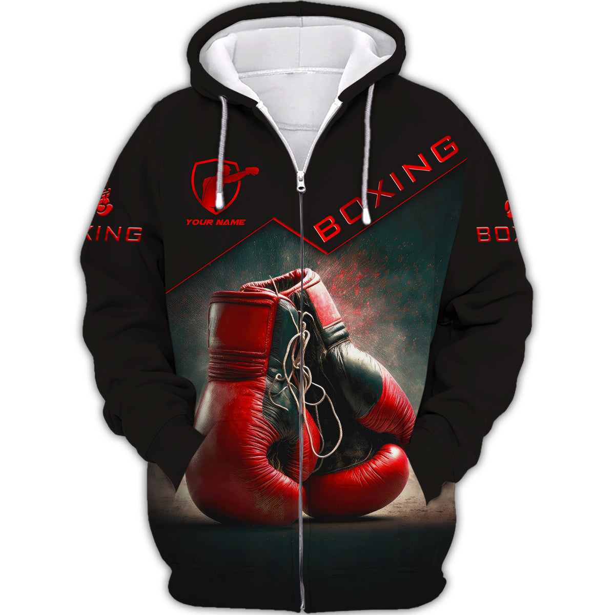 Boxing Personalized Zipper Hoodie Gift For Boxing Lovers Boxing Corner And Boxing Gloves 3D Print Zipper Hoodie