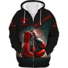 Boxing Personalized Zipper Hoodie Gift For Boxing Lovers Boxing Corner And Boxing Gloves 3D Print Zipper Hoodie