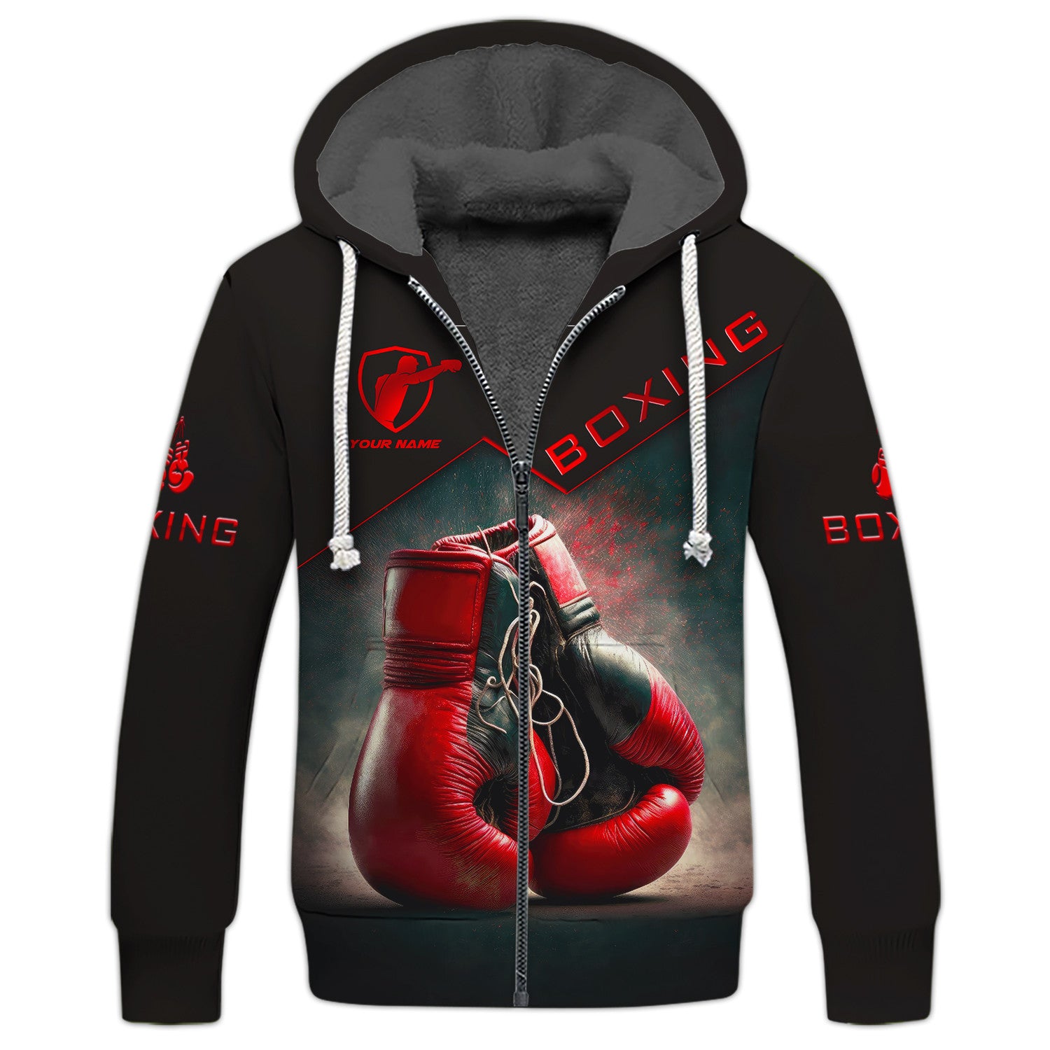 Boxing Personalized Zipper Hoodie Gift For Boxing Lovers Boxing Corner And Boxing Gloves 3D Print Zipper Hoodie