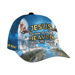 Because Of Him Heaven Knows My Name Customized 3D All Over Printed Polo & Baseball Cap