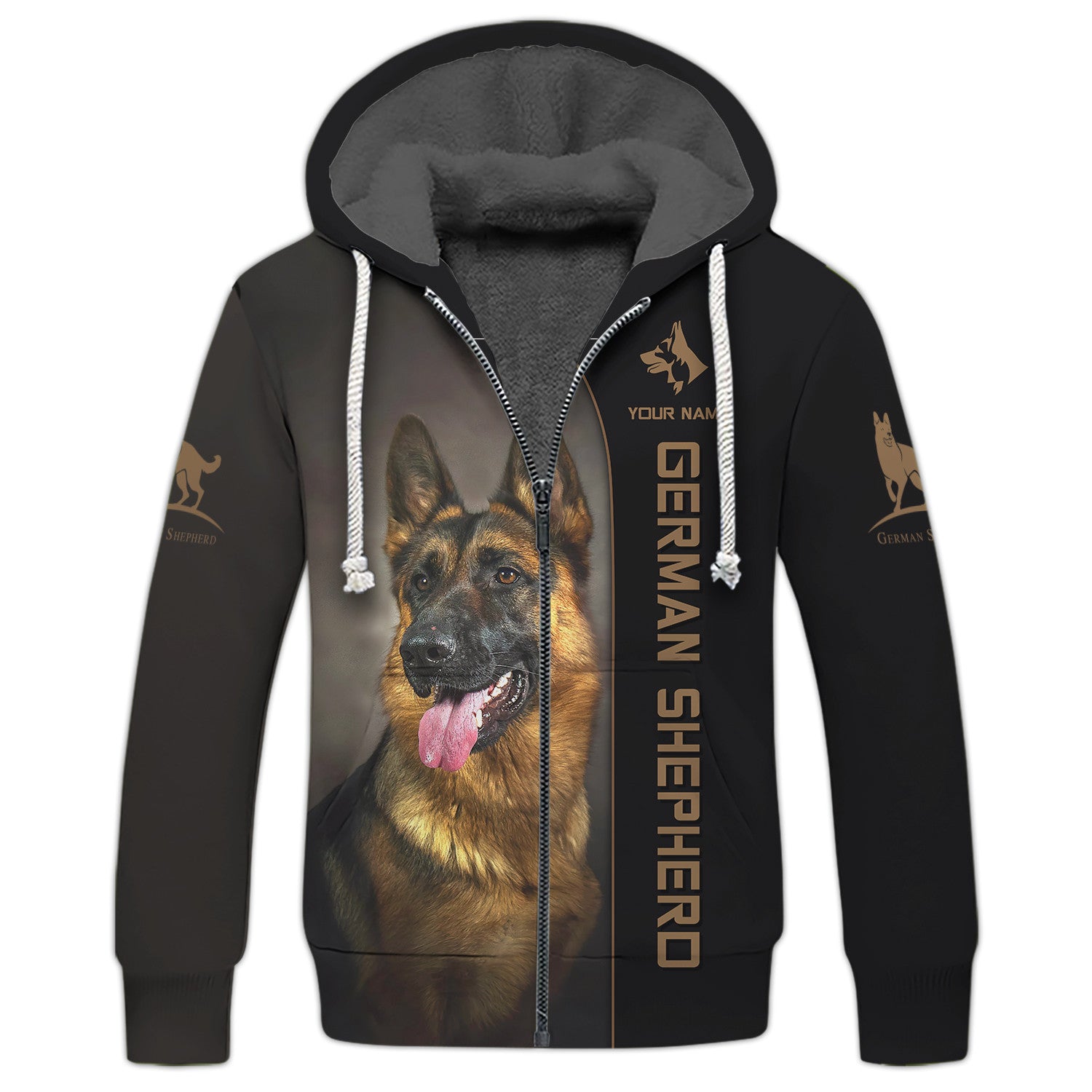 Love German Shepherd Zipper Hoodie Custom German Shepherd Personalized Name 3D Zipper Hoodie