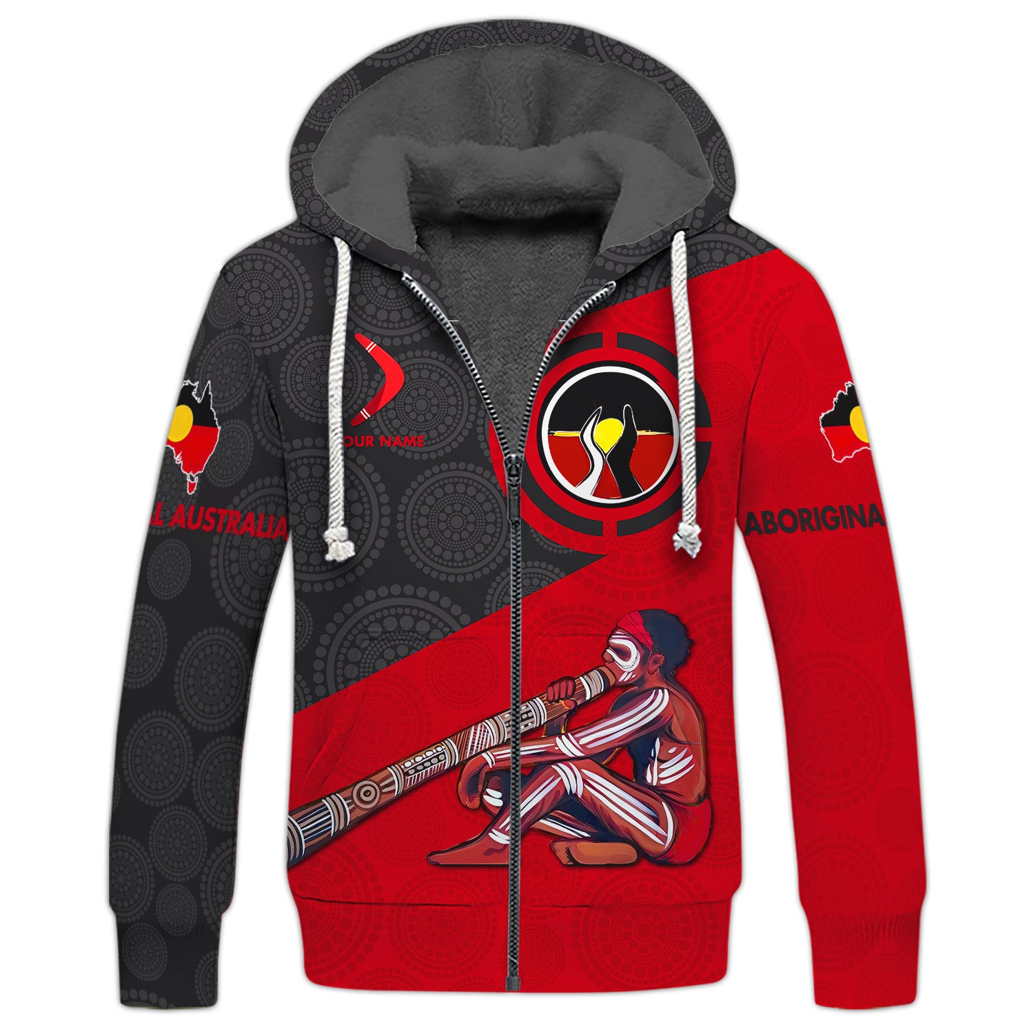 Indigenous Australian Aboriginal Symbol Aboriginal Pattern Zipper Hoodie