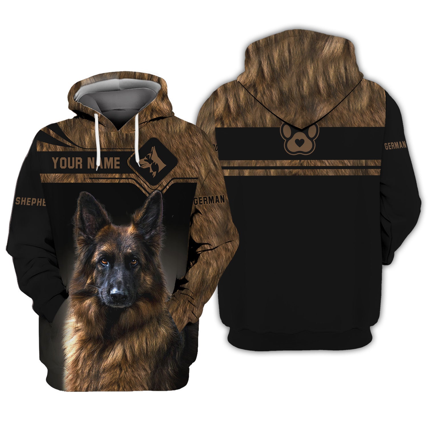 German Shepherd Personalized Name 3D Zipper Hoodie Girf For German Shepherd Lovers