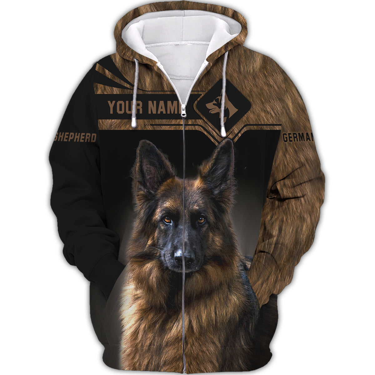 German Shepherd Personalized Name 3D Zipper Hoodie Girf For German Shepherd Lovers