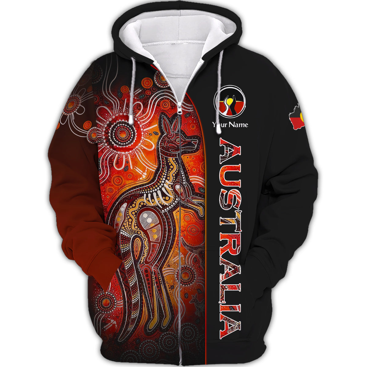 Australia Aboriginal Symbol Indigenous Australian Zipper Hoodie