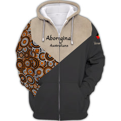 Aboriginal Australians Custom Zipper Hoodie Indigenous Pattern Zipper Hoodie Aboriginal 3D Zipper Hoodie