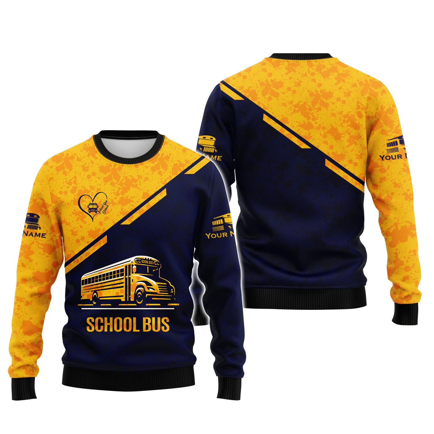 Custom School Bus Zipper Hoodie School Bus Driver Zipper Hoodie Golden School Bus 3D Zipper Hoodie