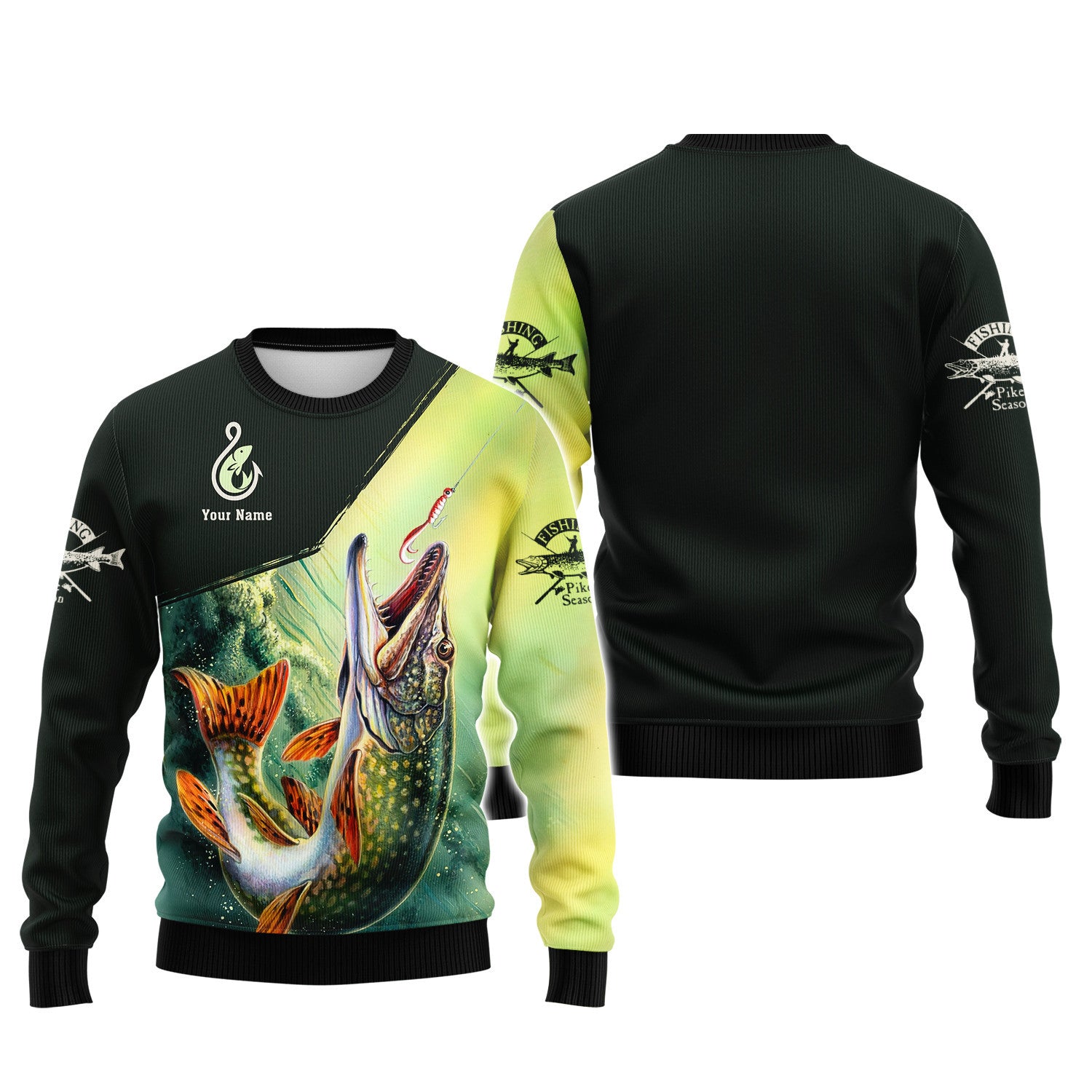 Fishing Custom Zipper Hoodie Pike Fish 3D Zipper Hoodie Fishing Lover Gift