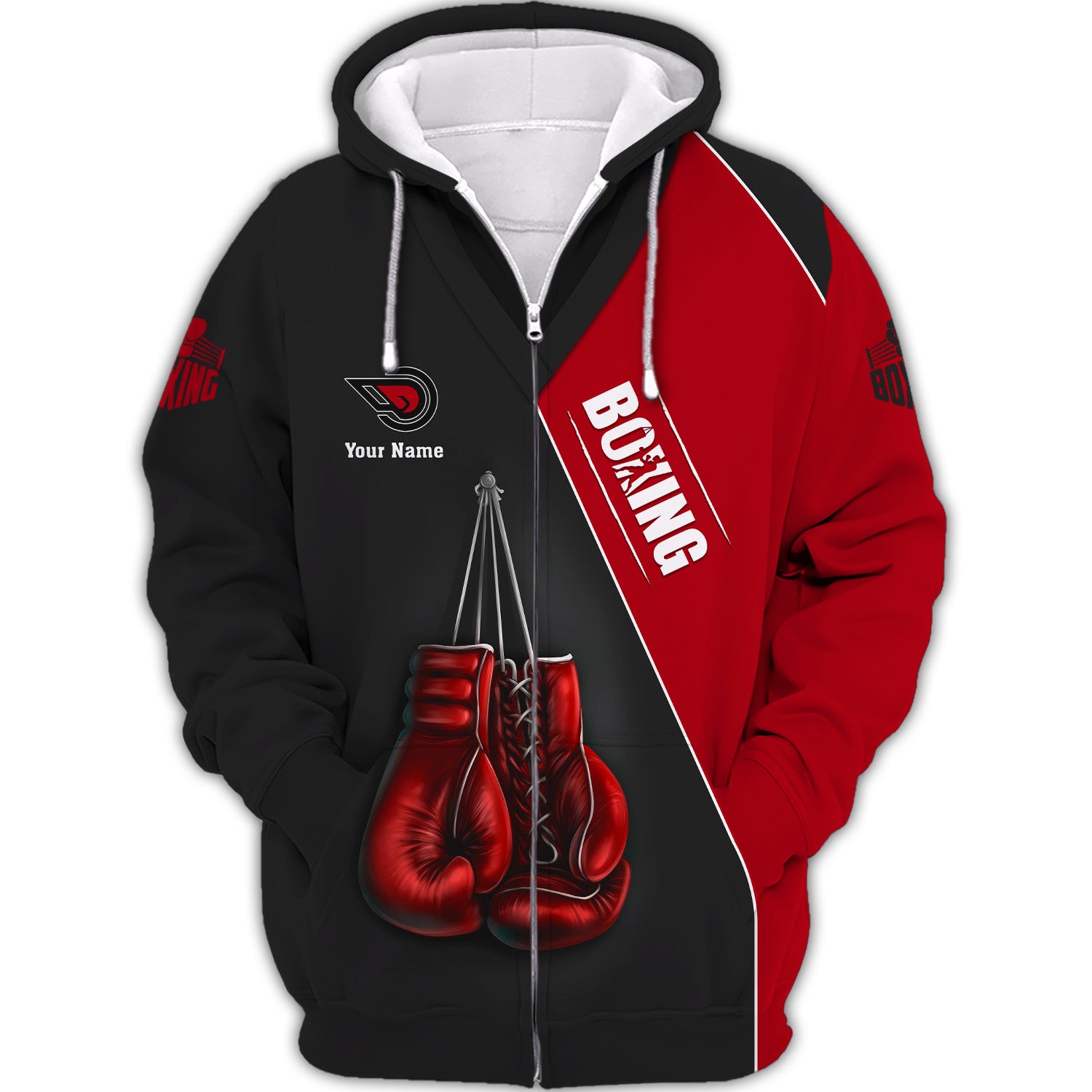 Custom Boxing Uniform Boxing Apparel Boxing Gloves 3D Shirts Black & Red