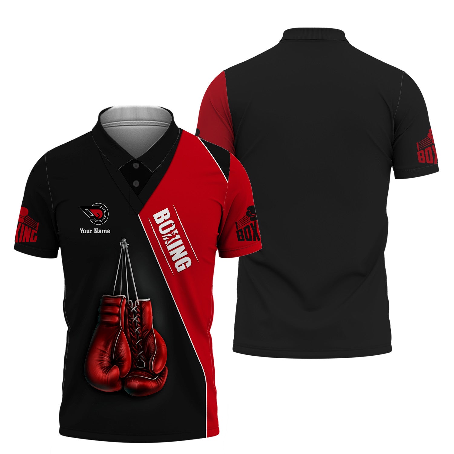 Custom Boxing Uniform Boxing Apparel Boxing Gloves 3D Shirts Black & Red