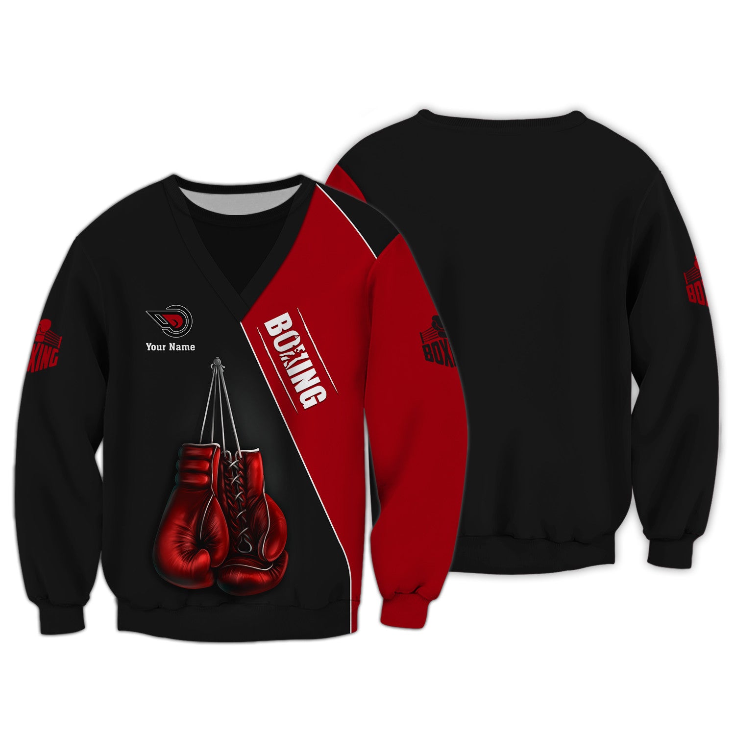 Custom Boxing Uniform Boxing Apparel Boxing Gloves 3D Shirts Black & Red