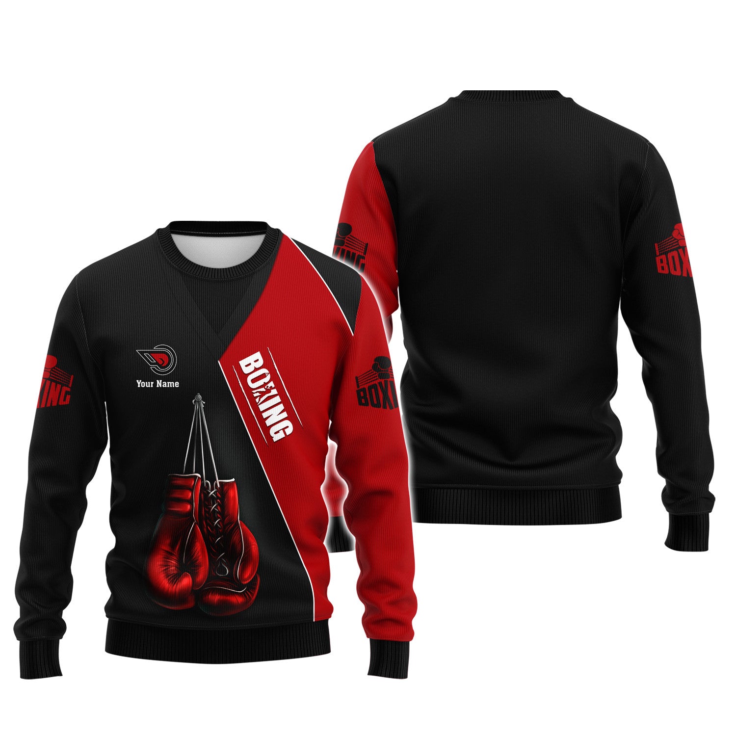 Custom Boxing Uniform Boxing Apparel Boxing Gloves 3D Shirts Black & Red