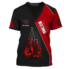 Custom Boxing Uniform Boxing Apparel Boxing Gloves 3D Shirts Black & Red