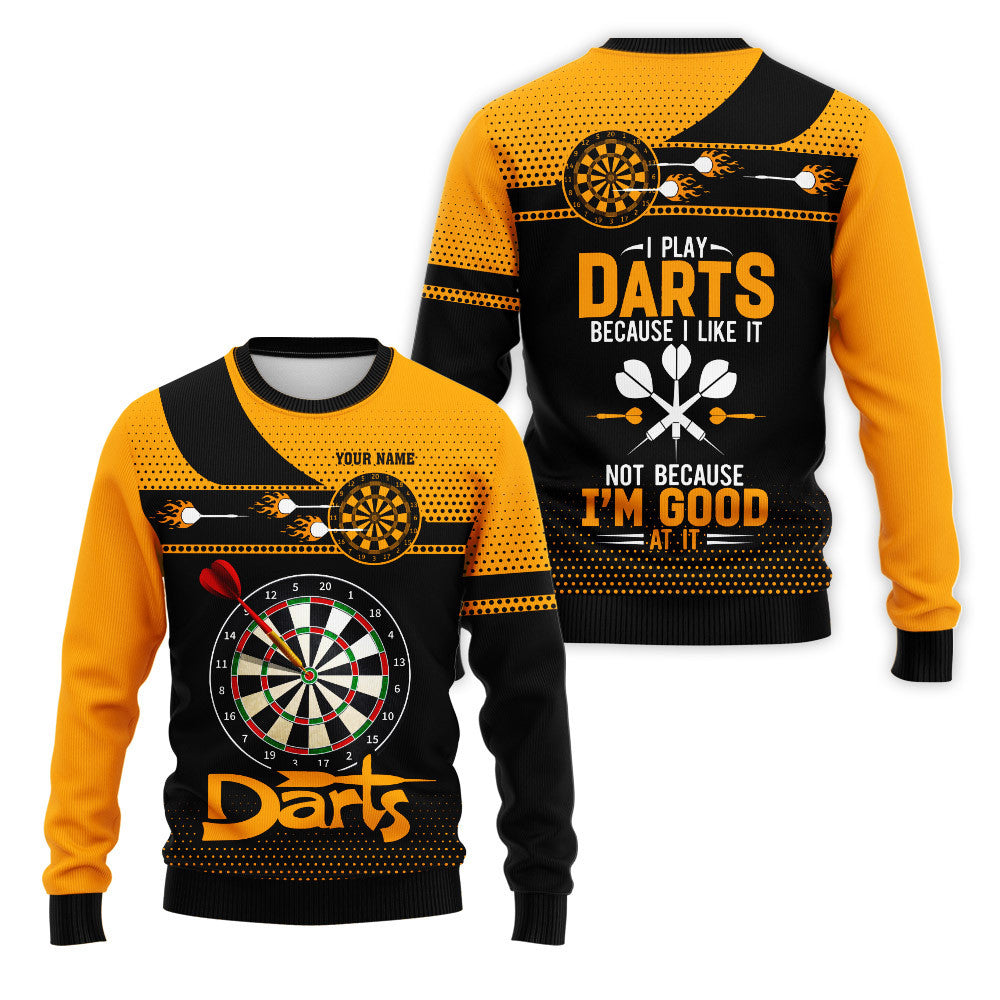 I Like Darts Yellow Personalized 3D Shirt Gift For Darts Lovers