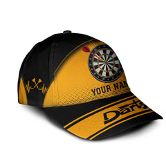 Yellow Darts Personalized Name 3D Classic Cap Gift For Darts Lovers