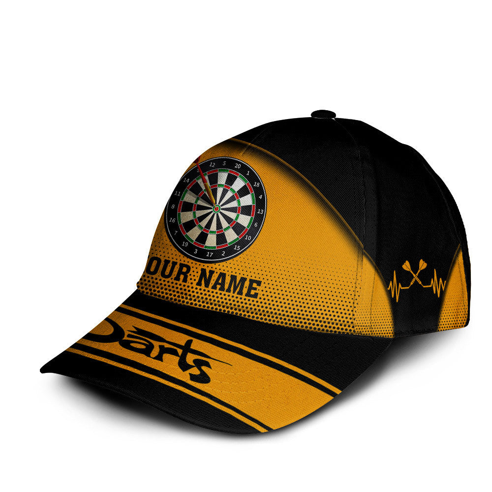 Yellow Darts Personalized Name 3D Classic Cap Gift For Darts Lovers