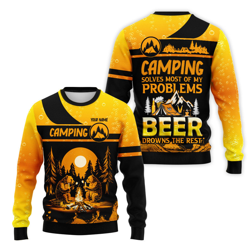 Camping and Beer Solve My Problems Personalized 3D Tshirt Gift For Camping Lovers