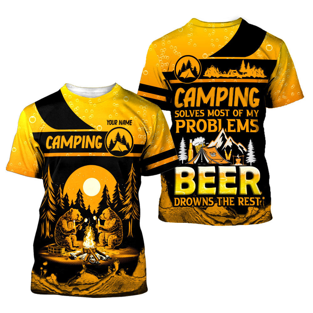 Camping and Beer Solve My Problems Personalized 3D Tshirt Gift For Camping Lovers