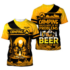 Camping and Beer Solve My Problems Personalized 3D Shirt Gift For Camping Lovers