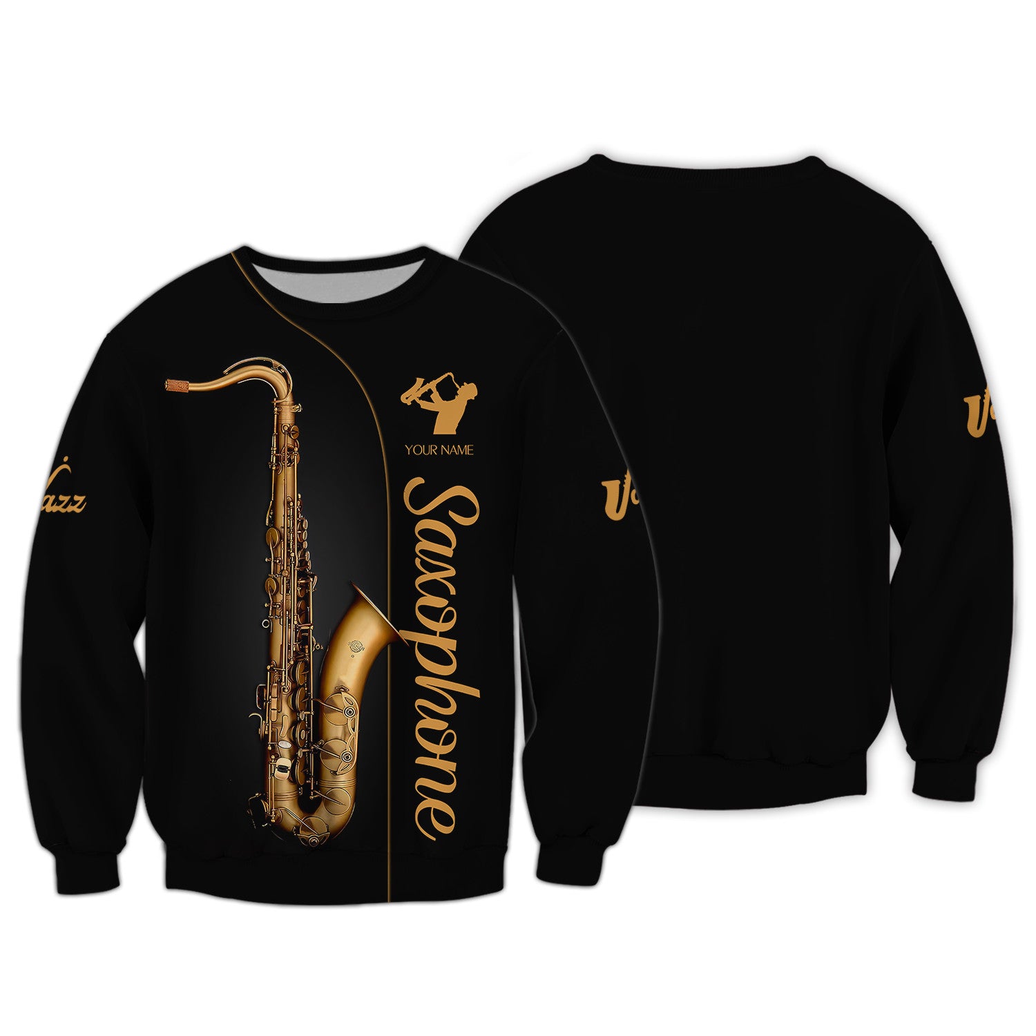 Saxophone Personalized Name 3D Zipper Hoodie Jazz Music Gift For Saxophone Lovers