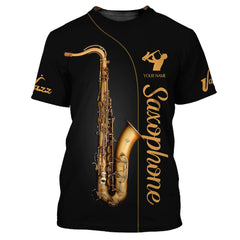 Saxophone Personalized Name 3D Zipper Hoodie Jazz Music Gift For Saxophone Lovers