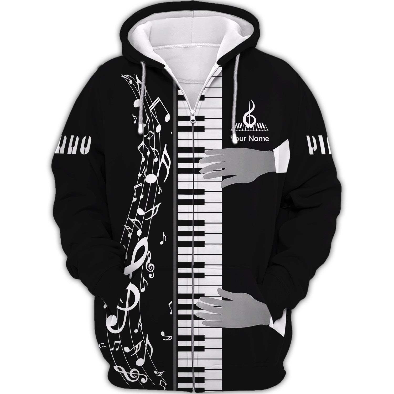 Music Note Piano Keys Custom Name 3D Shirt Gift For Piano Lovers