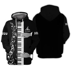 Music Note Piano Keys Custom Name 3D Shirt Gift For Piano Lovers