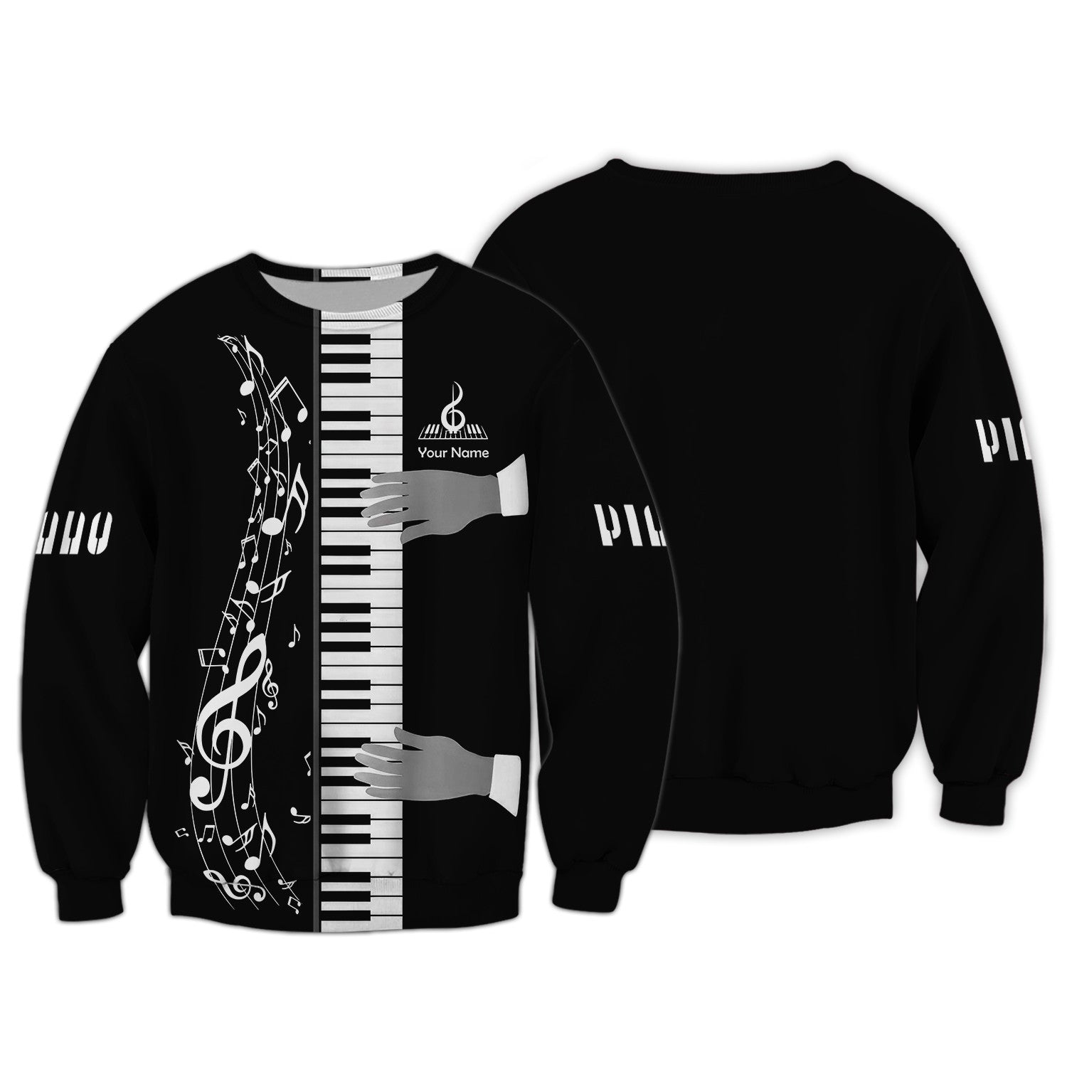 Music Note Piano Keys Custom Name 3D Shirt Gift For Piano Lovers