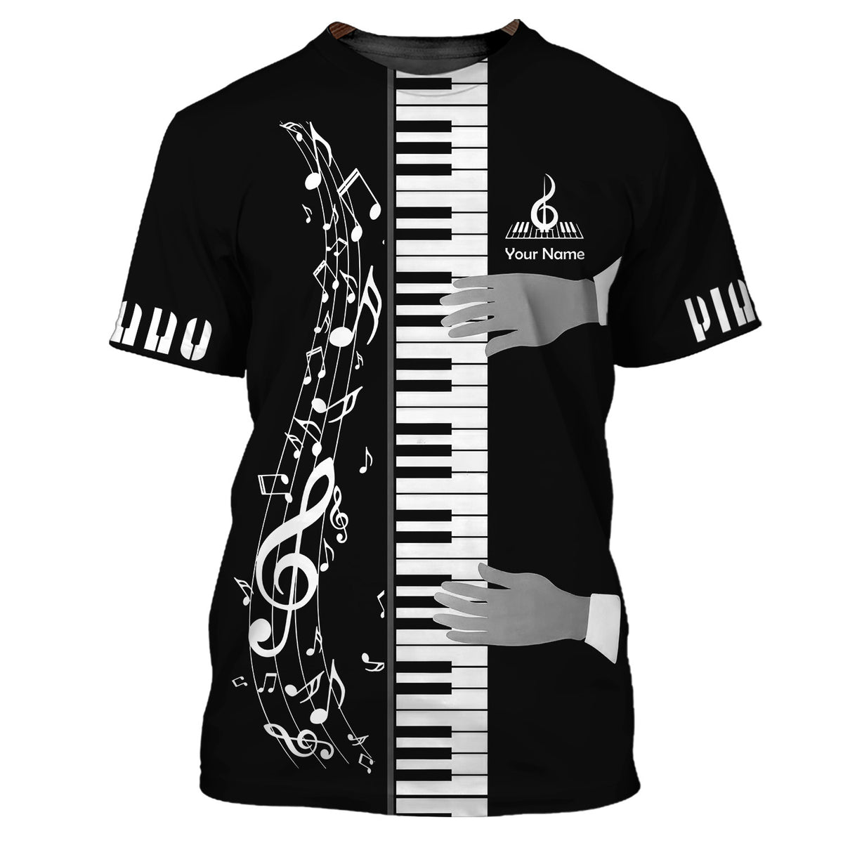 Music Note Piano Keys Custom Name 3D Shirt Gift For Piano Lovers