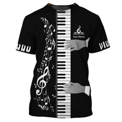 Music Note Piano Keys Custom Name 3D Zipper Hoodie Gift For Piano Lovers