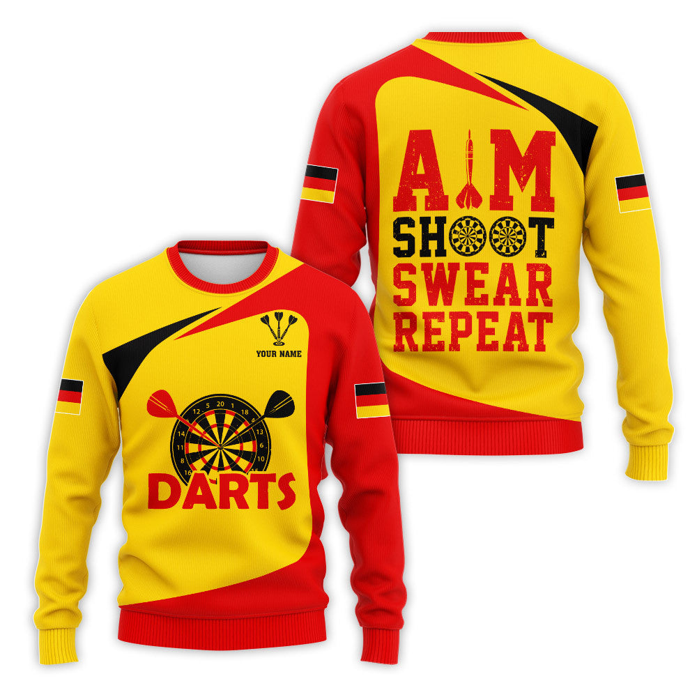 Aim Shoot Swear Repeat German Darts 3D Personalized Gift