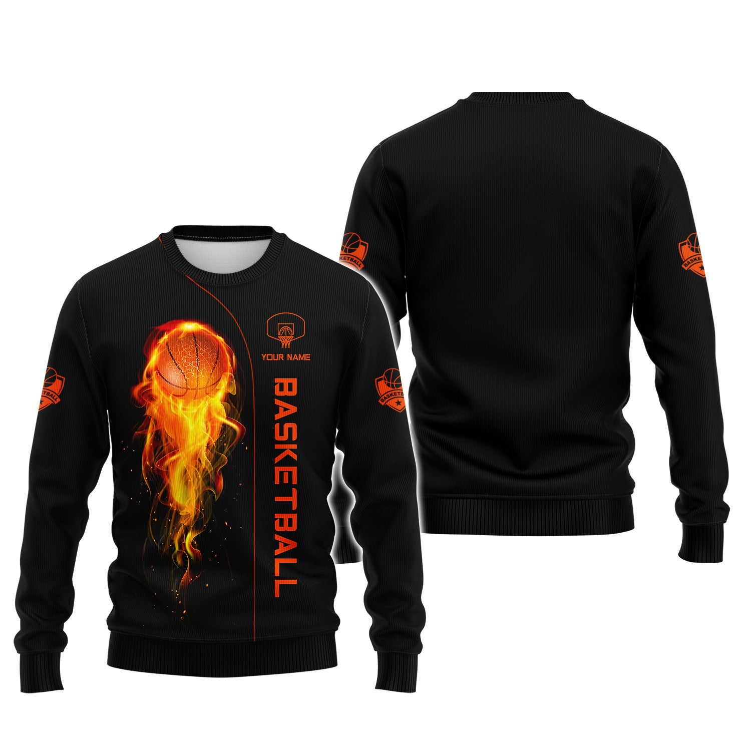 Basketball Custom Zipper Hoodie Fire Basketball 3D Zipper Hoodie