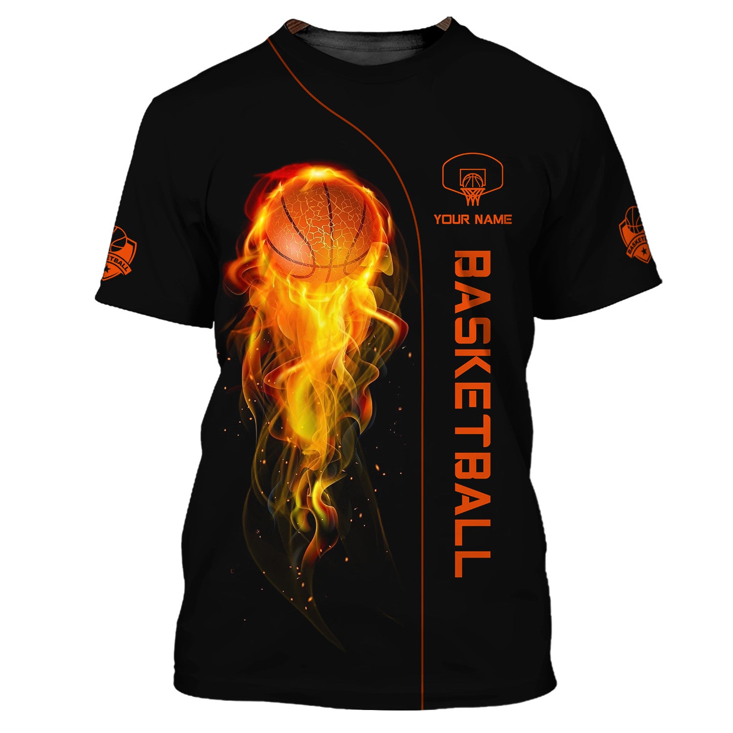 Basketball Custom Zipper Hoodie Fire Basketball 3D Zipper Hoodie