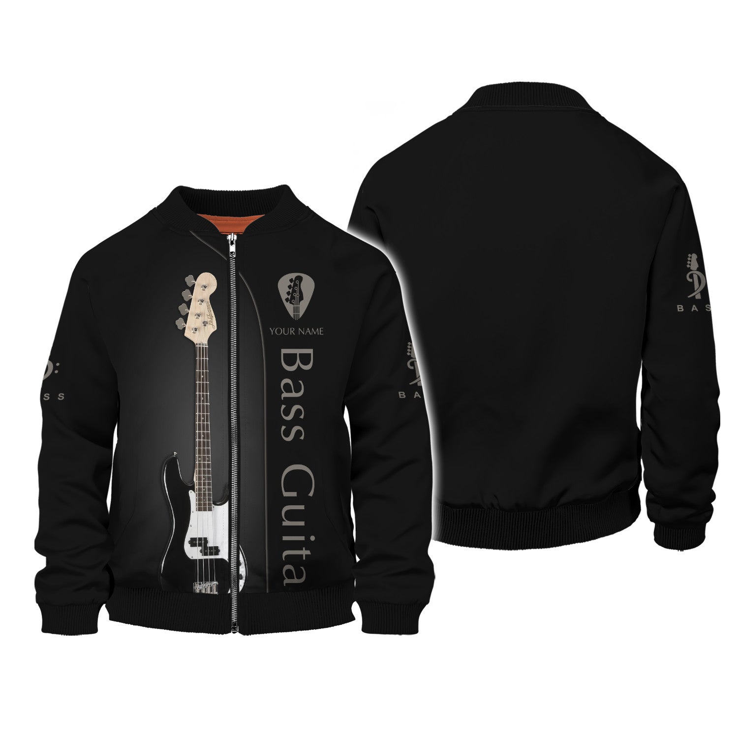 Bass Guitar Personalized Name 3D Zipper Hoodie Gift For Guitar Lovers