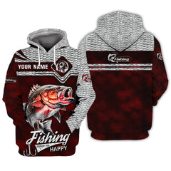 Fishing Make Me Happy Personalized Name 3D Zipper Hoodie For Men & Woman Love Fishing