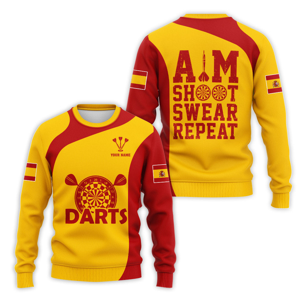 Spain Darts 3D Personalized Apparel Gift For Darts Lovers