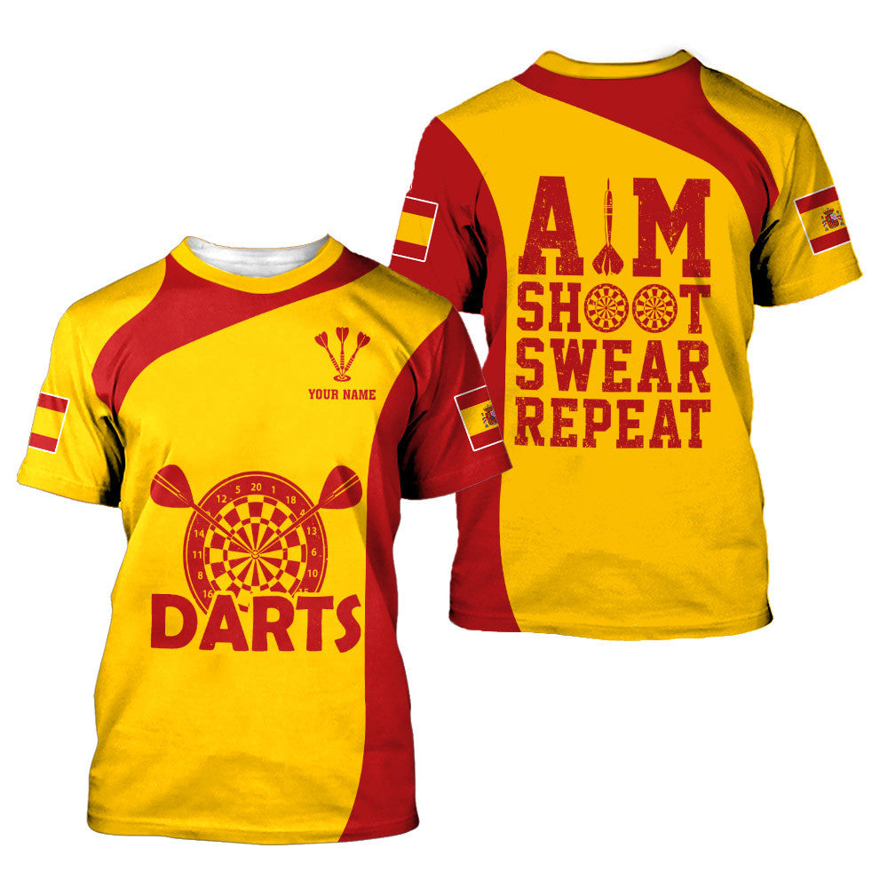 Spain Darts 3D Personalized Apparel Gift For Darts Lovers