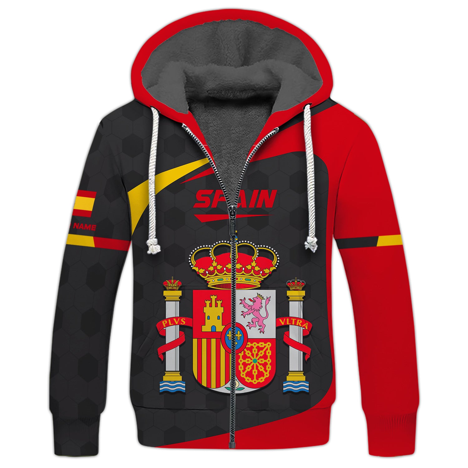 Fashion España National Flag Zipper Hoodie Spain Celebrations 3D Printing Zipper Hoodie Custom Spain Zipper Hoodie